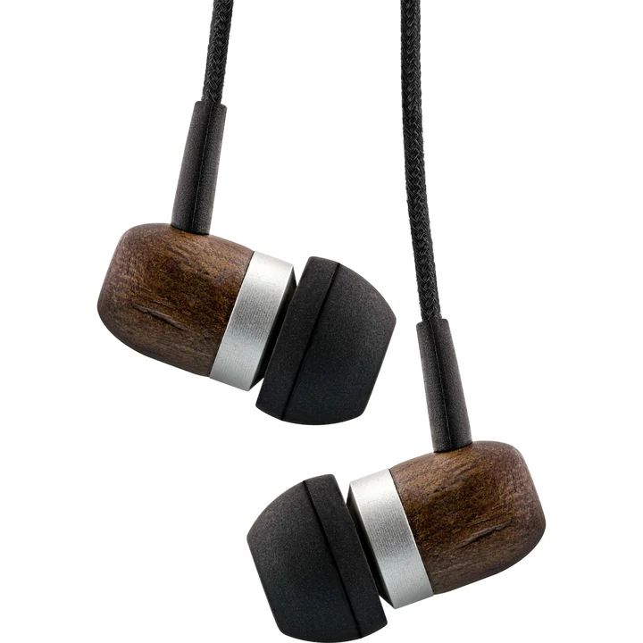 InLine - 55357 woodin-ear, Headset mit Kabelmikrofon und Funktionstaste, Walnuss Echtholz
