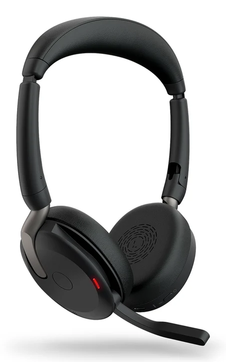 Jabra - Evolve2 65 Flex - Stereo-Bluetooth-Headset mit Wireless-Charging-Pad, geräuschunterdrückender ClearVoice Technologie und hybrider ANC - mit führenden