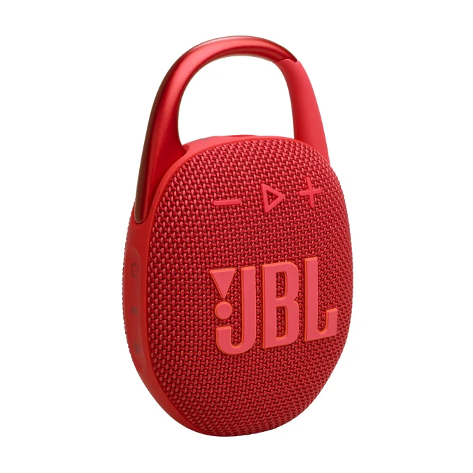 JBL - Clip 5 - Rot – Tragbare Bluetooth-Lautsprecher-Box mit Pro Sound, tiefem Bass und Playtime-Boost-Funktion – Wasserfest und staubfest – 12 h Laufzeit