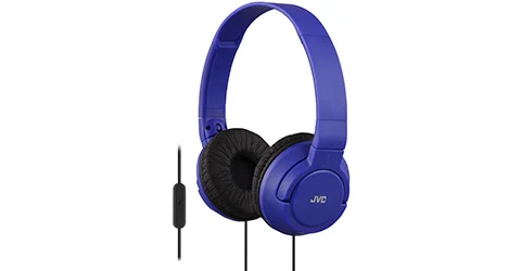JVC HASR185A Kopfband mit Mikrofon, leicht, flach, faltbar, bunt, Blau