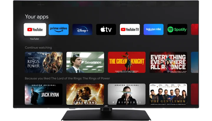 JVC - QLED Fernseher 43 Zoll Smart TV powered by TiVo (4K UHD, HDR Dolby Vision, Dolby Atmos, Triple-Tuner, 6 Monate HD+ inkl.) LT-43VUQ3455