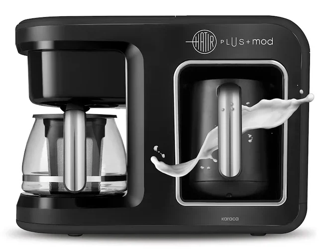 KARACA - Hatır Plus Mod 5 in 1 Essential Kaffeemaschine Schwarz Chrom, 1400 Watt, Türkischen Kaffee, Filterkaffee oder Tee Zubereiten, Milchgetränke Zubereiten
