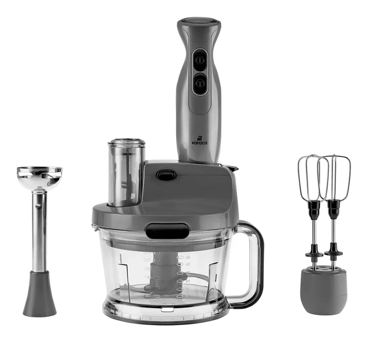 KARACA - Pro-Multimax Küchenroboter Space Grau 2000 W - Leistungsstarker Multifunktions-Küchenroboter mit 800 ml Rührschüssel und vielseitigen