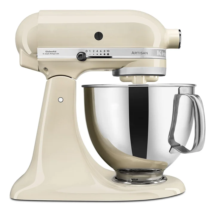 KitchenAid - Küchenmaschine - Artisan - Kippbarem Food Processor - Teigknetmaschine mit 5 Zubehör - 2 Schüsseln aus Edelstahl - 4.8 L - Crème