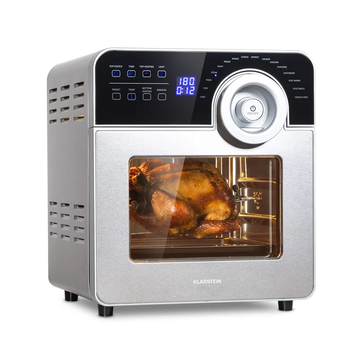 Klarstein - AeroVital Cube Chef Heißluftfritteuse - 1700 W Heissluftfriteuse, Airfryer mit Touchscreen, 16 Programme, 50-220 °C, 14 L, ca. 10 h Zeitvorwahl,