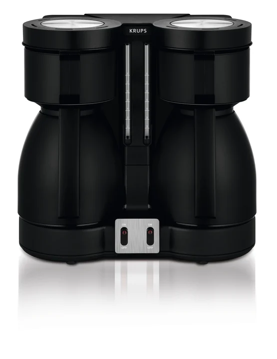Krups - Duothek Thermo Filterkaffeemaschine, zwei separate Isolierkannen und Brühvorgänge, sehr gute Isolierleistung, Ein-und-Aus-Schalter mit