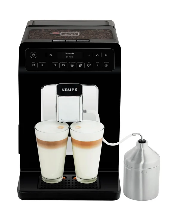 Krups - EA8918 Evidence Kaffevollautomat | OLED-Display Barista Quattro Force Technologie | 12 Kaffee | 3 Tee Variationen | One-Touch-Cappuccino | 2-Tassen