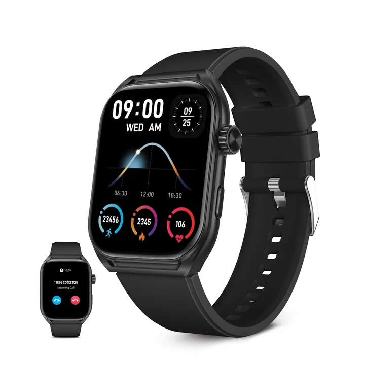 KSIX smart your tech - Urban Move Smartwatch, AMOLED-Display 2,06 Zoll, Aut. 5 Tage, Sport- und Gesundheitsmodus, Freisprecheinrichtung, IP67, Schwarz