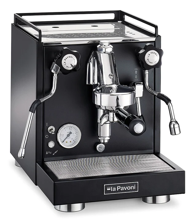 la Pavoni - New Cellini Classic, Semiprofessionelle Espresso-Kaffeemaschine LPSCCB01EU, Einzelboiler mit Wärmetauscher, mit Drehventilen, Dampf- und