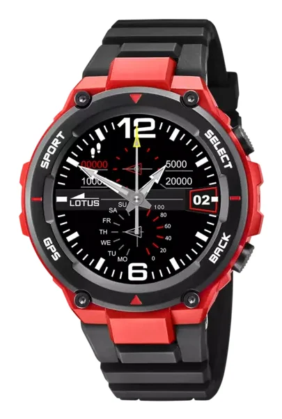 Lotus - Herren Smartwatch - Intelligente Uhr Schwarzer Militär-Kautschuk - Wasserdicht IP65 50024/1 - GPS, Musiksteuerung, Schritt- und Kalorienzähler,