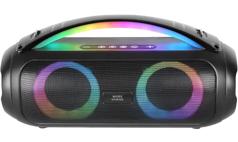 Mars Gaming - MS-Pulse, Tragbarer Bluetooth-Lautsprecher 50W RMS, RGB-Beleuchtung, 2 Aktive 93mm Treiber + 2 Ultra-Bass Passivtreiber, Freisprechfunktion,