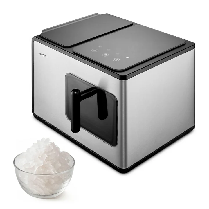 MEDION - Eiswürfelmaschine (Nugget Eiswürfel, Crushed Ice, perfekt für Getränke & Cocktails, 2 Liter Tank, bis zu 15kg Eiswürfel, kurze Produktionsdauer ca. 5
