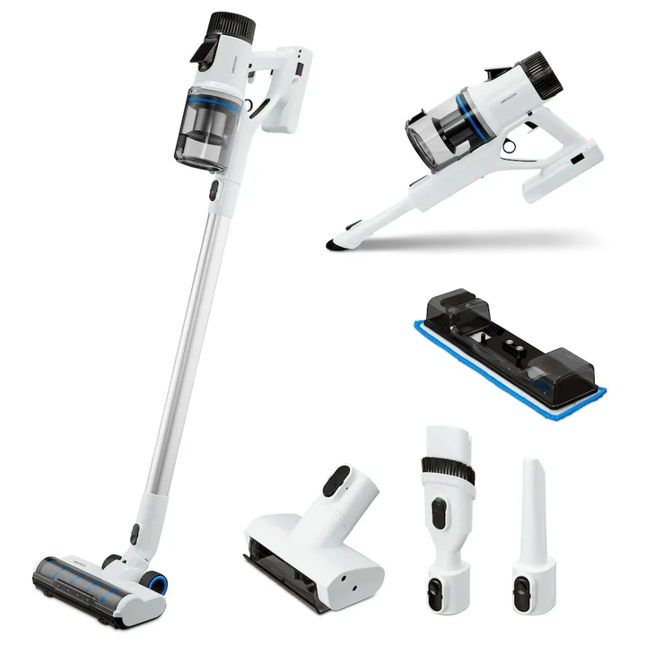 MEDION - P350 W Stabstaubsauger mit Wischfunktion (kabellos, beutellos, Zyklon-Technologie, 350 Watt, 2in1 Stielstaubsauger Handstaubsauger, Akku, Staubsensor,