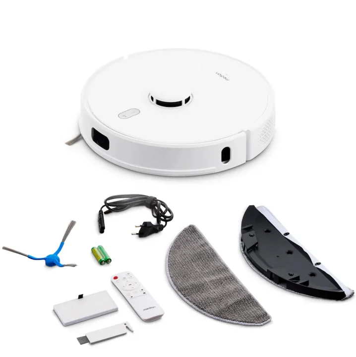 MEDION - Saugroboter mit Lasernavigation und Wischfunktion X41 SW (Starke 8000Pa Saugkraft, 2in1 Roboterstaubsauger, präzise Kartenerstellung, Go & No Go