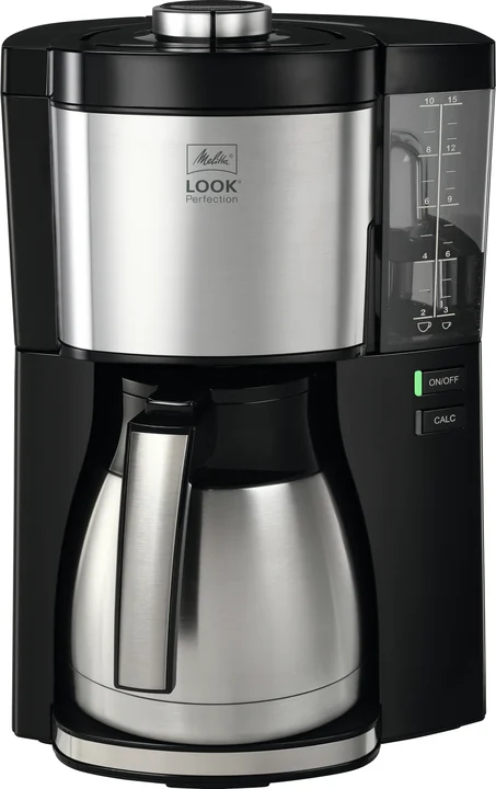 Melitta - Look Therm Perfection – Filterkaffeemaschine mit Thermkanne und entnehmbarem Wassertank, für bis zu 10 Tassen, in Schwarz/Edelstahl