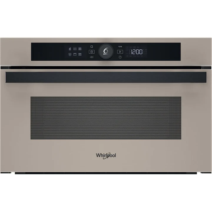 Mikrowelle WHIRLPOOL, eingebaut, 1000/800 W, Volumen 31 l, Grill, Glas urban beige + schwarzer Griff