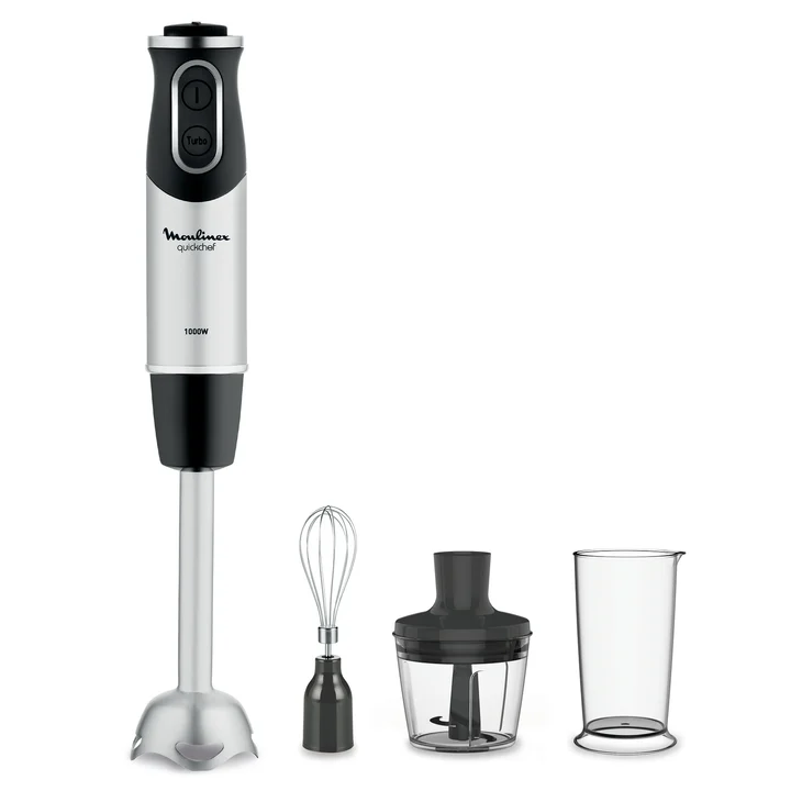 Moulinex - DD6558 Quickchef 3-in-1 Stabmixer, 1000 W, Mixer mit Powelix-Technologie und 10 Geschwindigkeitsstufen, 3 Zubehörteile, Becher 800 ml, Zerkleinerer