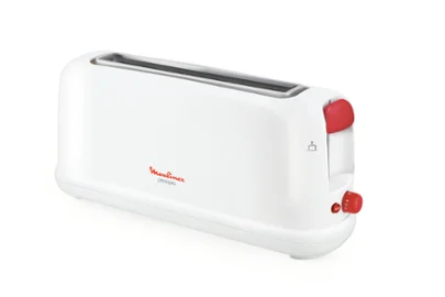Moulinex - Principio LS160111 Toaster mit langem Schlitz, 25 cm, Krümelauffangschale mit 7 Röststufen, Auftaumodus und Ausschalttaste, für große Brotsorten, weiß