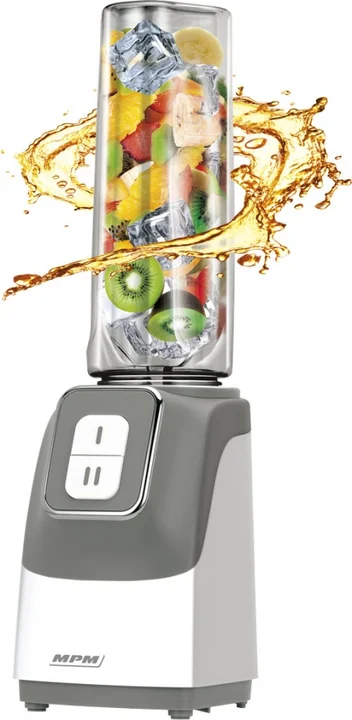 MPM MBL-22 Smoothie Standmixer, 2 Tragbare Flaschen, 0,6L, BPA frei, 2 Geschwindigkeiten Grau/Weiß