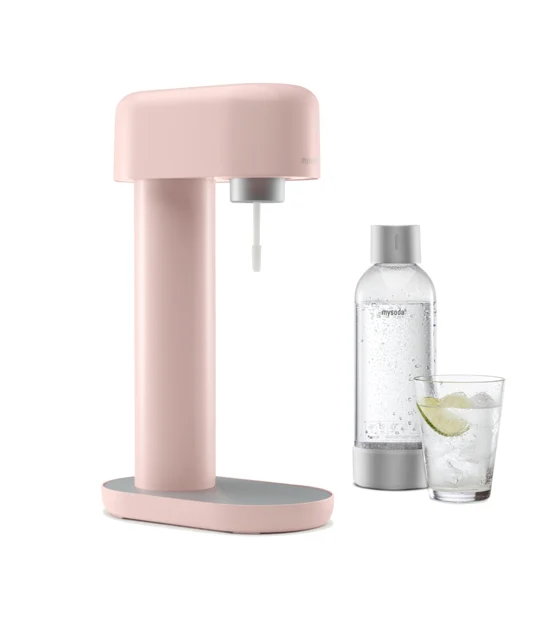Mysoda - Ruby Set - Wassersprudler aus Aluminum mit 1L und 0.5L Quick-Lock BPA-frei Plastikflasche und CO2-Zylinder - Rosa