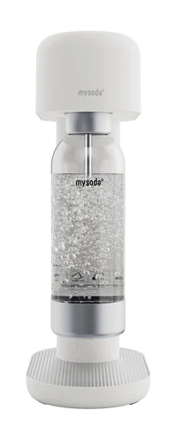 Mysoda - Stilvoller Ruby 2 Wassersprudler aus robustem Aluminium (ohne CO2-Zylinder) mit hochwertiger 1-Liter-Wasserflasche in Premiumdesign - Weiß-Silber