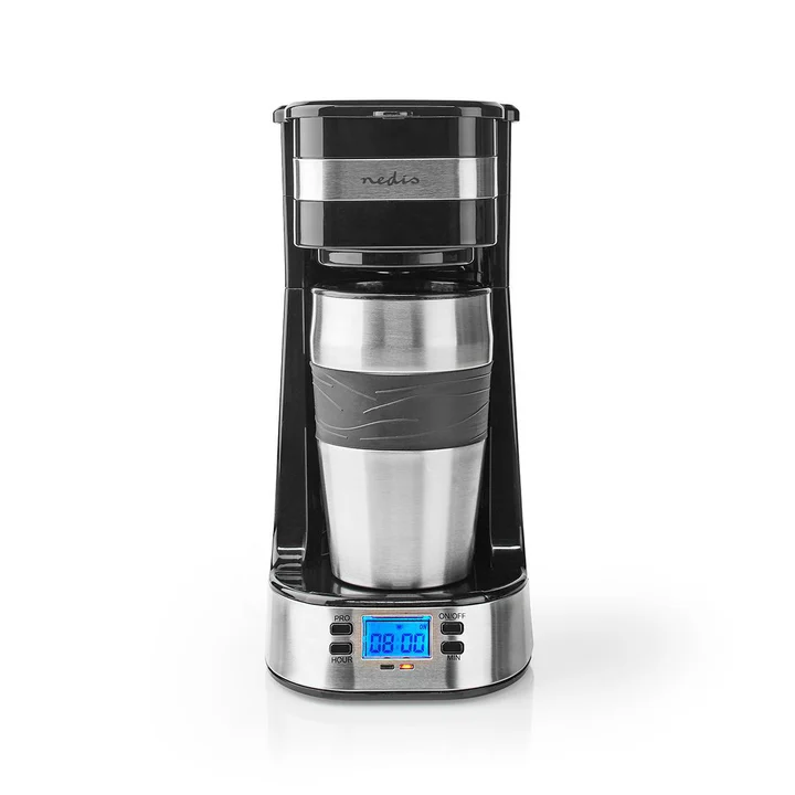 Nedis - Kaffeemaschine - Filter Kaffee - 0.4 l - 1 Tassen - Timer einschalten - Schwarz / Silber