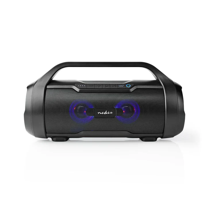 Nedis - Party Boombox - 6 Stunden Spieldauer - Bluetooth Wireless-Technologie - Party-Beleuchtung - Wasserdicht - True Wireless Stereo (TWS) - Schwarz