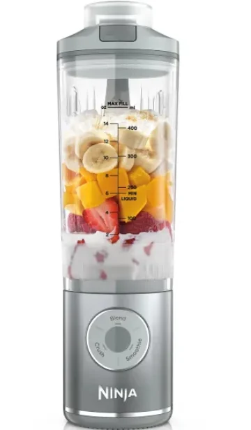 Ninja - Blast Max Tragbarer Mixer/Blender/Smoothie Maker, 570 ml, wiederaufladbar, Mixbecher & auslaufsicherer Deckel, 3 Funktionen, Smoothies, Proteinshakes,