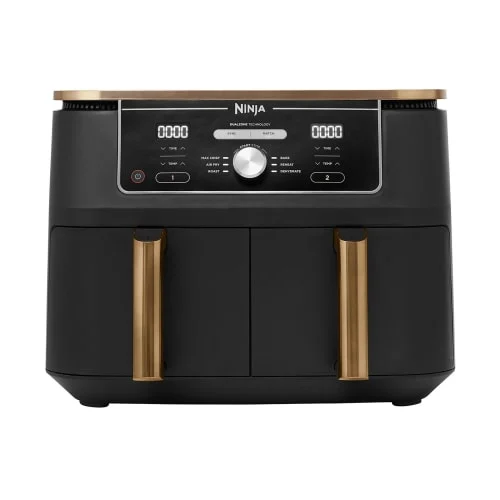 NINJA Foodi Max Dual Zone Heißluftfritteuse AF400EUCP 2470 W, 9,5L, Schwarz/Kupfer