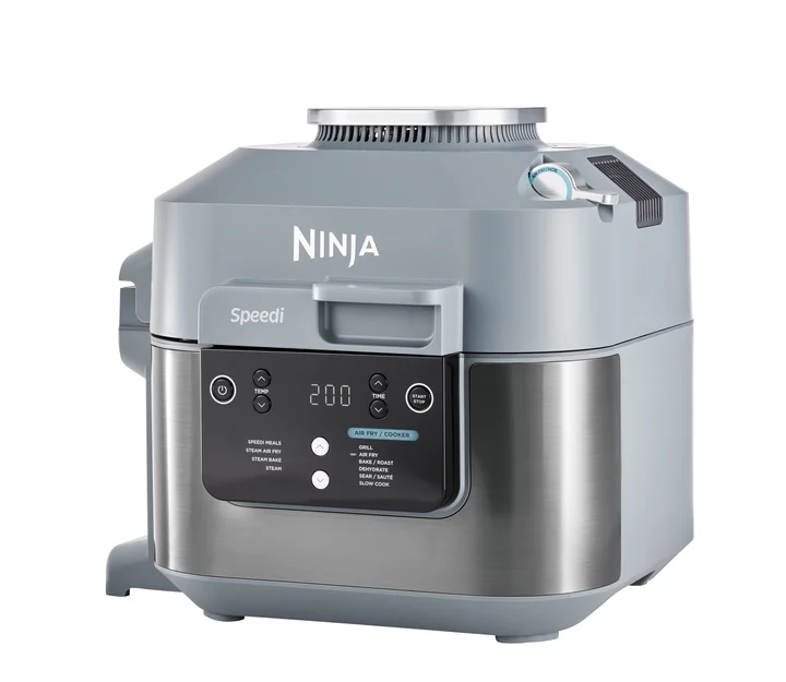 Ninja - Speedi Multikocher, 5,7L, 10-in-1 Multicooker, Air fryer Heißluftfritteuse, Slow Cooker Langsamkochen, Geschenk für Männer/Frauen, Meersalzgrau