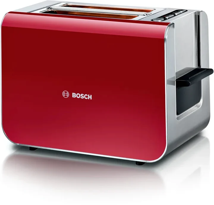 osch Kompakt Toaster TAT8614N integrierter Edelstahl-Brötchenaufsatz Abschaltautomatik Auftaufunktion für 2 Scheiben Toast Liftfunktion 860 W rot Bro
