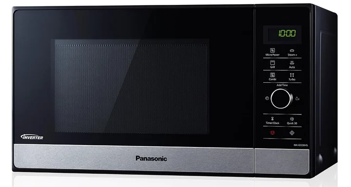 PANASONIC NN-GD38HSGTG Mikrowelle mit Grill und Dampfgarer 23l Garraum Edelstahl/schwarz