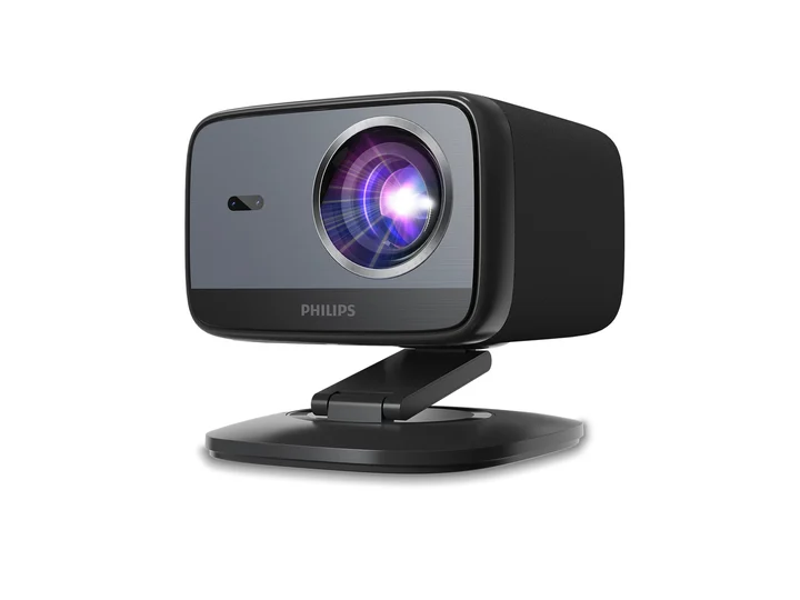 Philips - Neopix 450 Smart, 4K-Videoprojektor, Google TV, Native Auflösung 1080p, 500 ANSI-Lumen, Wi-Fi 6, Stereosound 10 Watt, drahtlose Bildschirmfreigabe.