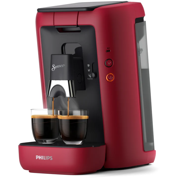 Philips - Senseo Maestro Kaffeepadmaschine mit Kaffeestärkewahl und Memo-Funktion, 1,2 Liter Wasserbehälter, Grünes Produkt, Farbe: Rot (CSA260/90)