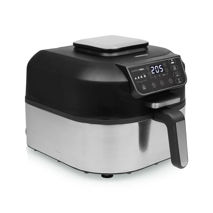 Princess - 2-in-1 Heißluftfritteuse und Grill - 4 Programme - Max 265°C - Inklusive Thermometer - 1760W - Herausnehmbarer Korb - Silber/Schwarz - 182092
