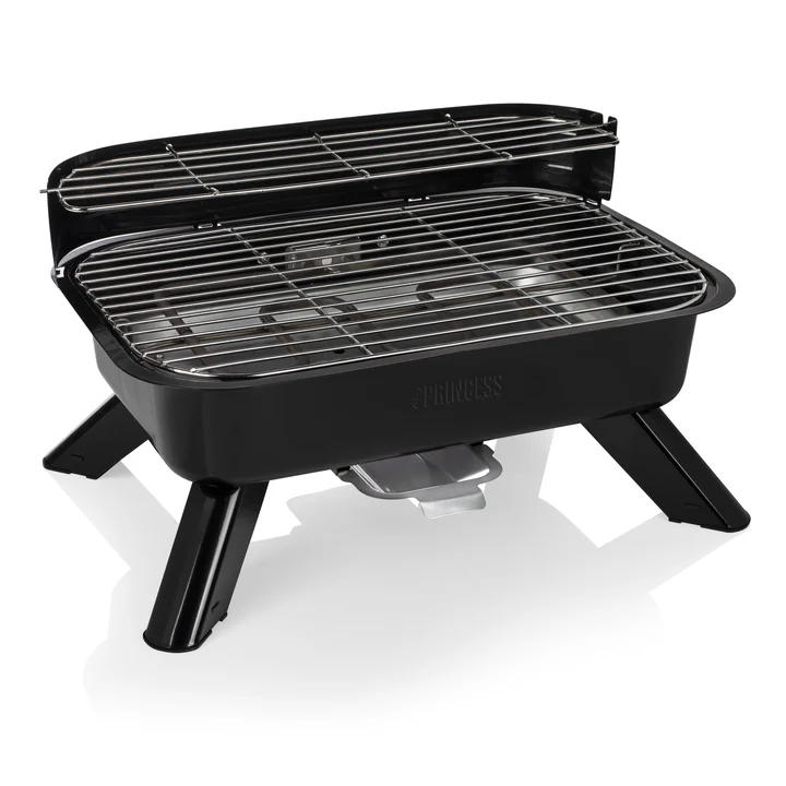 Princess - Hybridgrill - geeignet als Elektro- oder Holzkohlegrill, mit 0,7 M Kabelzuleitung, regelbarer Thermostat, 2000W, 112252 01.112252.01.001 Schwarz