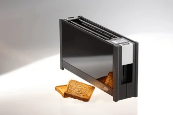 Ritter - volcano 5 Langschlitz-Toaster mit Brötchenaufsatz, extra schmal, Made in Germany, Schwarz