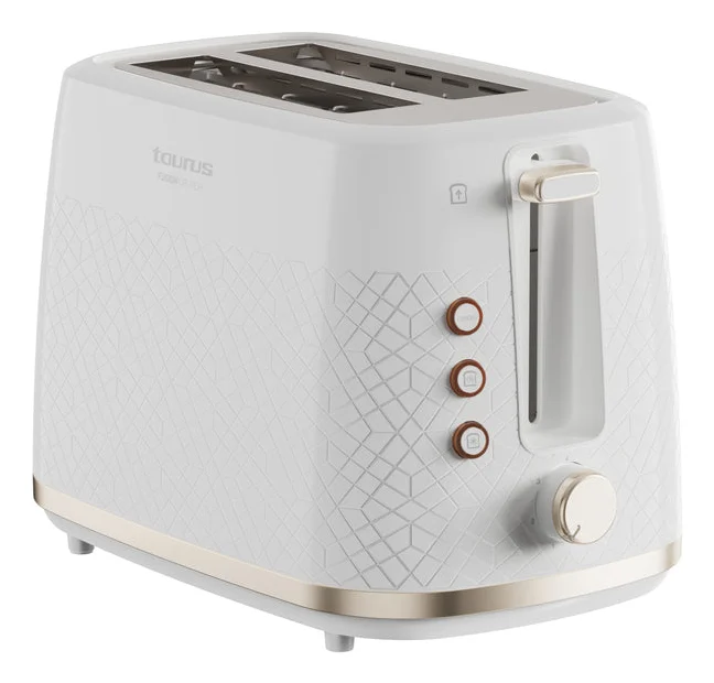 rus Fusion Crunch Toaster, 2 kurze Schlitze, 7 Toaststufen, 3 Funktionen: Abbrechen, Aufwärmen, Auftauen, automatische Zentrierung, Krümelfach, 800 W