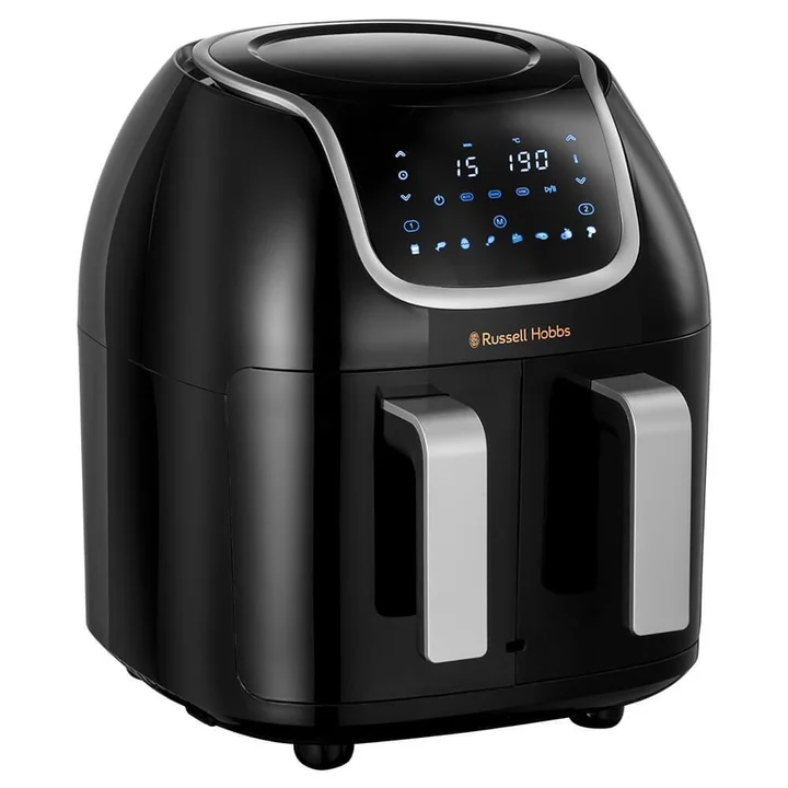 Russell Hobbs - Heißluftfritteuse Doppelkammer [2 Fächer: 4,25l oder ein Korb 8,5l ] AirFryer SatisFry Snappi (8 Programme, spülmaschinenfest, Touchscreen, Fritteuse