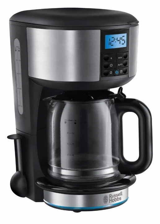 Russell Hobbs - Kaffeemaschine [Digitaler Timer, Brausekopf für optimale Extraktion&Aroma] Buckingham (1 bis 10 Tassen, 1,25l Glaskanne, Warmhalteplatte, 1000W)