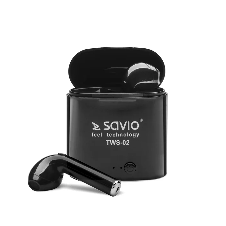 Savio TWS-02 Kabellose Bluetooth-Ohrhörer, Schwarz
