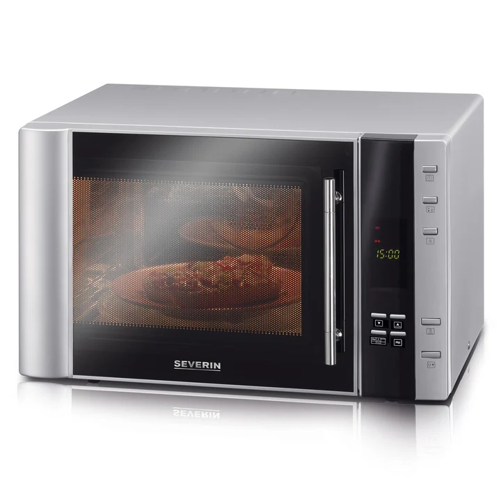 Severin - 3-in-1 Mikrowelle mit Grill und Heißluftfunktion, Minibackofen mit 10 Automatik-Programmen, multifunktionale Mikrowelle mit Drehteller und Grillrost,