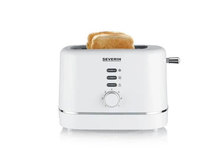 Severin - Automatik-Toaster, für 2 Scheiben, Brötchenaufsatz aus Edelstahl, Aufwärm- & Defrosterfunktion, einstellbarer Bräunungsgrad, Auto-Abschaltung, 850 W,