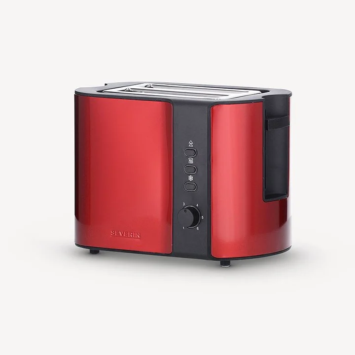 Severin - Automatik-Toaster, Toastgerät mit Brötchenaufsatz, hochwertig aus Edelstahl, zum Toasten, Auftauen und Erwärmen, 800 W, Fire Red Metallic / Schwarz,