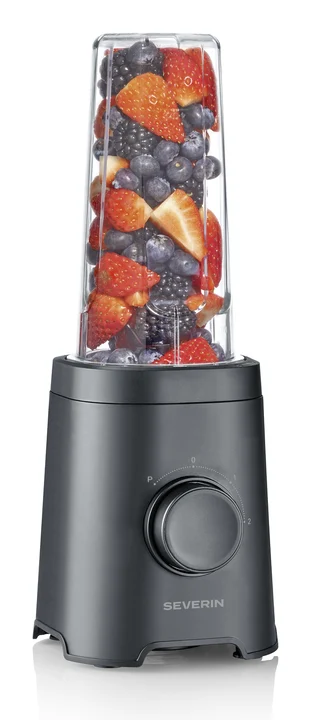 Severin - Mixer & Smoothie Maker, Mix & Go, 2 Trinkbehälter á 600ml, spülmaschinengeeignet, Standmixer mit Trinkverschluss, 2 Leistungsstufen, Edelstahl-Messer,