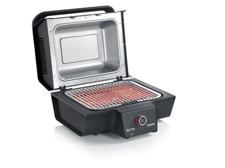 Severin - SEVO SMART CONTROL GT Elektrogrill mit App-Steuerung und Deckel, elektrischer Tischgrill, in 10 min bis 500°C, OLED-Display, für innen und außen,