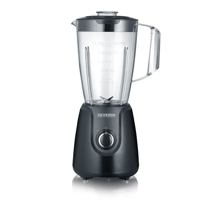 Severin - Standmixer mit 1,5 L Mixbehälter aus Tritan, Mixer mit 2 Stufen und Pulse-Funktion, leistungsstarker Küchenmixer mit Edelstahlmesser, 600 W, Schwarz,