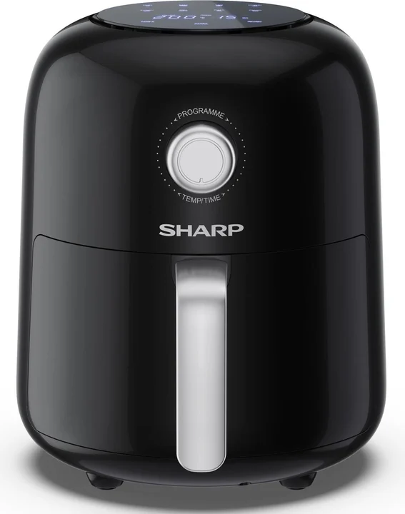 Sharp - ‎AF-GS404AE-B Heißluftfritteuse 4L mit halbdigitaler Steuerung – Touchdisplay Funktion, 8 Programme, 1300W, Schwarz, Backen ohne Öl, B: 31,8 cm x H:
