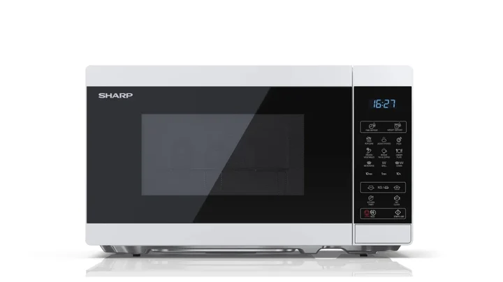Sharp - Mikrowelle YC-MG02E-W 20L, Weiß, 800W Mikrowelle, 1000W Grill, Digitalsteuerung, 11 Stufen, 8 Programme, ECO-Modus, Kindersicherung