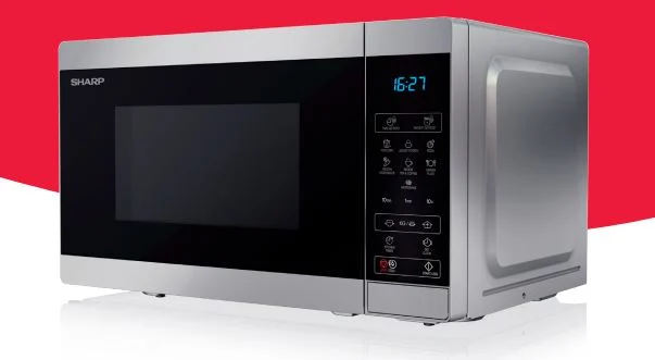 Sharp - MS02E Mikrowelle (Mikrowelle: 800W, 11 Leistungsstufen, Auftaufunktion, Abmessungen: 440x258x324cm), silber